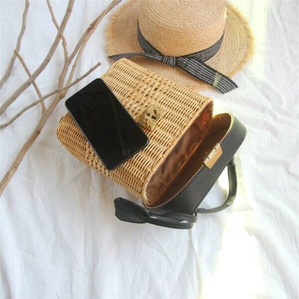 Lara Rattan Top Handle Bag - Image 7