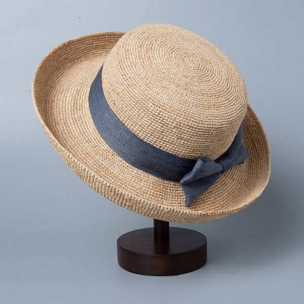 Keyla Raffia Crochet Bowler Hat - Image 4