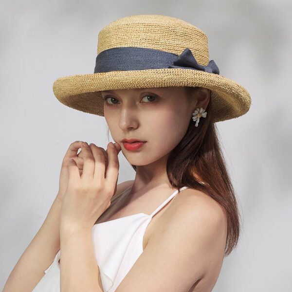 Keyla Raffia Crochet Bowler Hat - Image 2