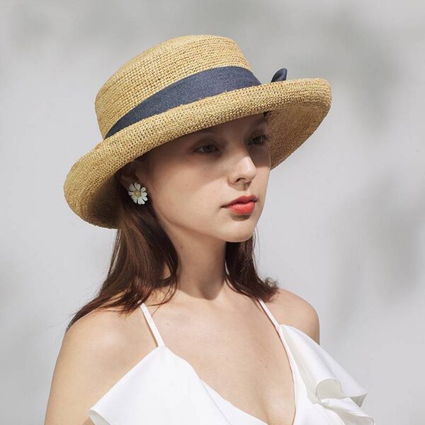 Keyla Raffia Crochet Bowler Hat - Image 3