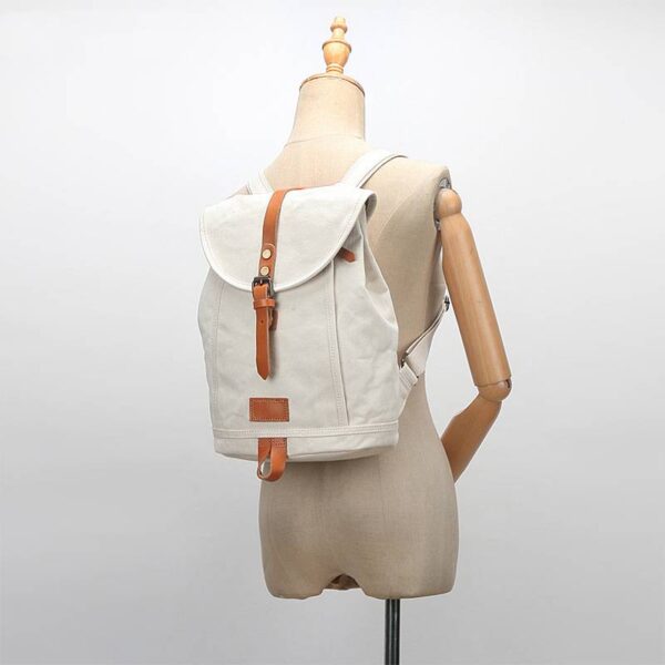 Calva Cotton Canvas Backpack With Vegetable Tanned Leather Trim – Bild 2
