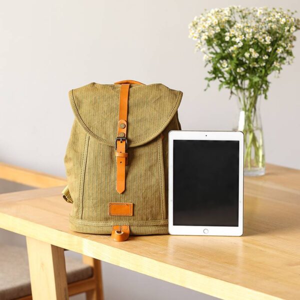 Calva Cotton Canvas Backpack With Vegetable Tanned Leather Trim – Bild 3