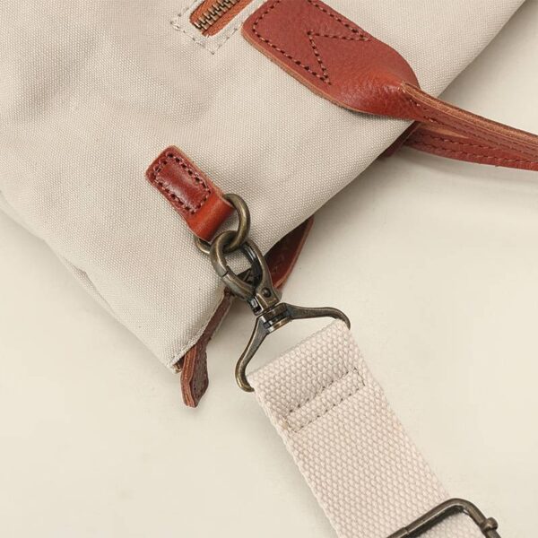 Eny Cotton Canvas Tote bag With  Vegetable Tanned Leather Trim - Image 7