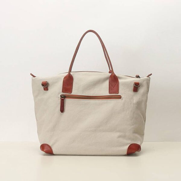 Eny Cotton Canvas Tote bag With  Vegetable Tanned Leather Trim - Image 8