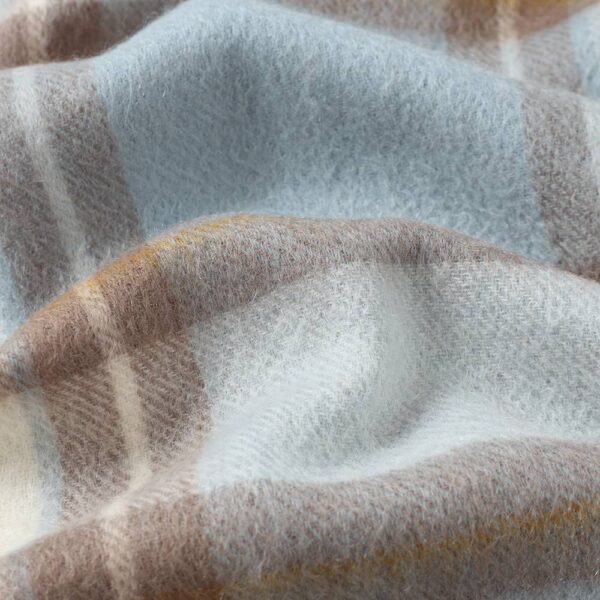 Yona Pure Cashmere Checked Tasseled Scarf - Blue - Image 5