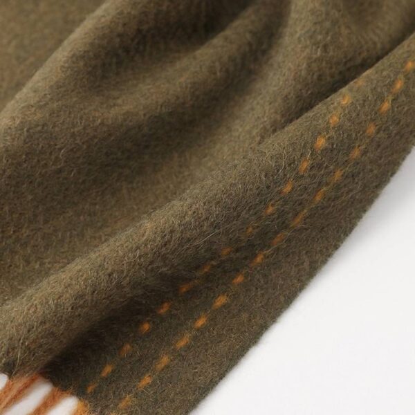 Deva Reversible Cashmere Scarf - Olive Green - Image 7