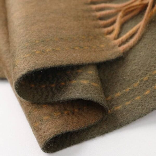 Deva Reversible Cashmere Scarf - Olive Green - Image 6