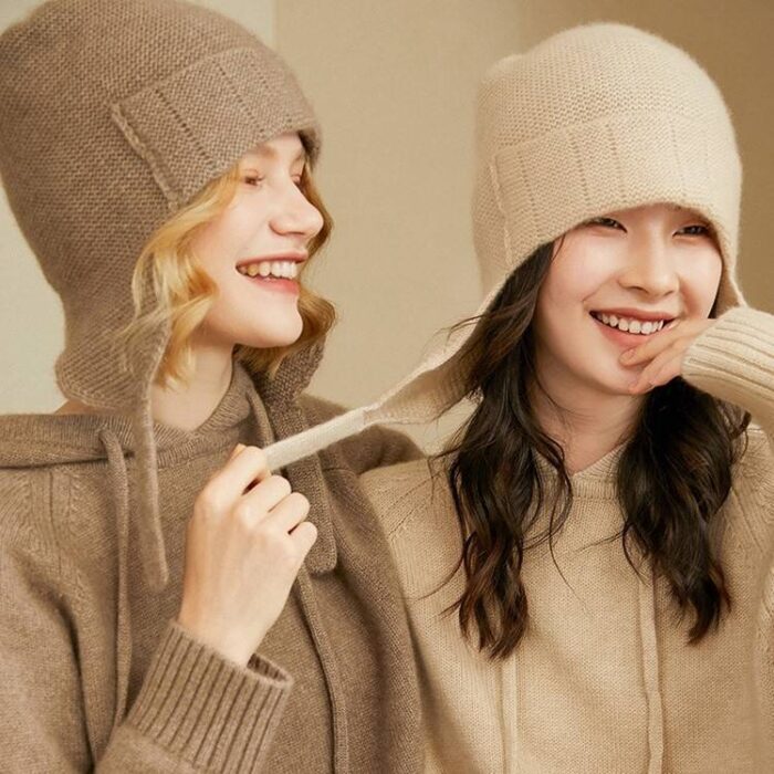 Belen Pure Cashmere Earflap Beanie - Image 2