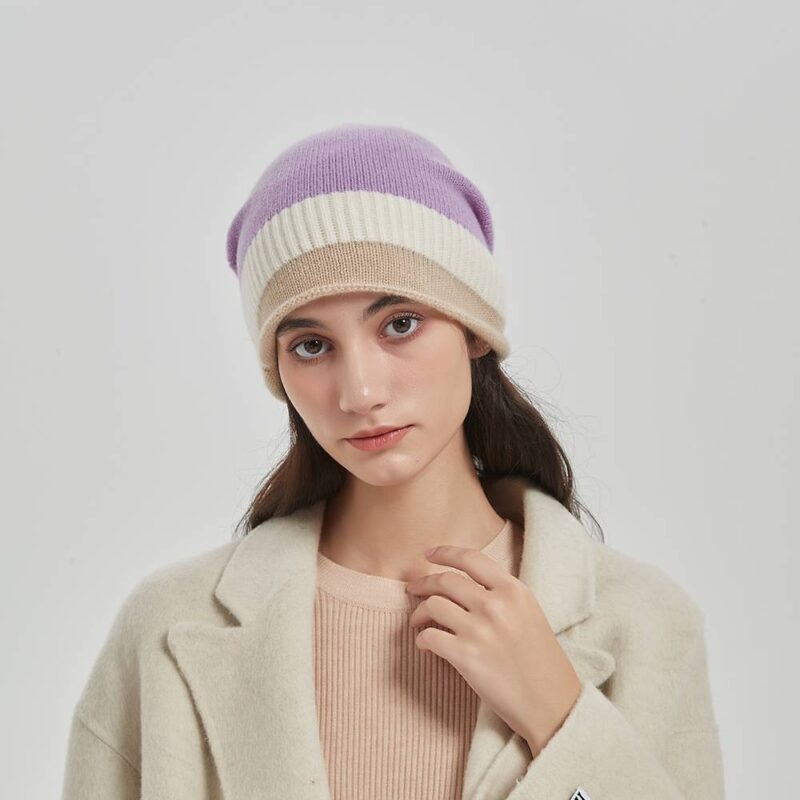 Jasmine Color Block Cashmere Beanie - Image 2
