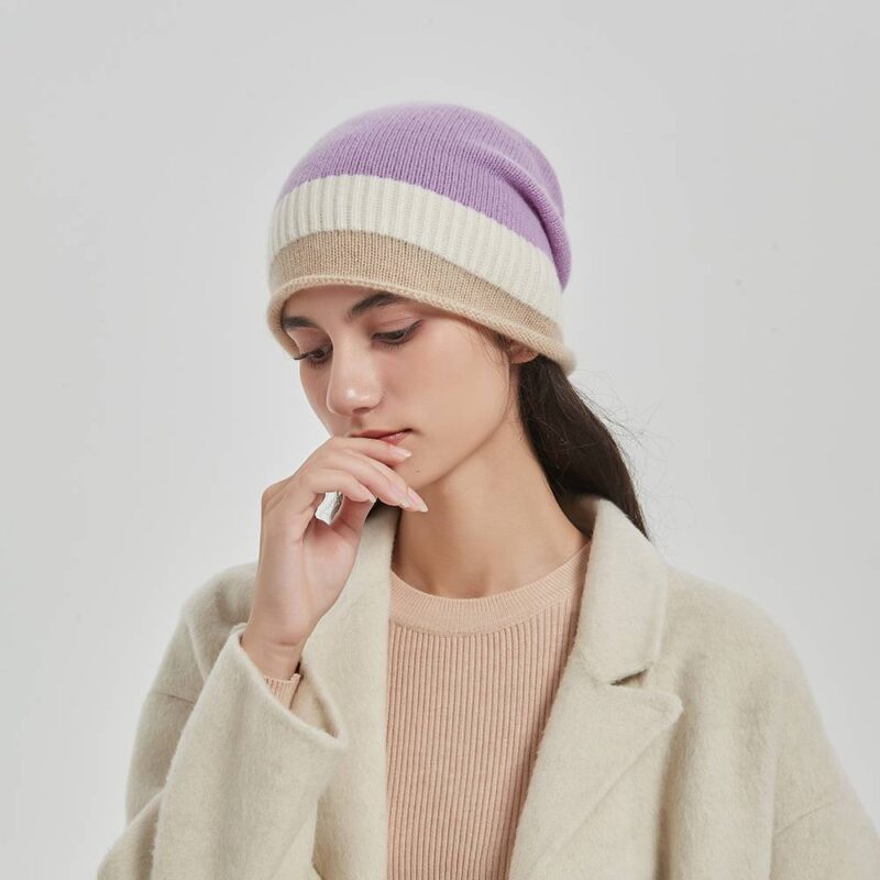 Jasmine Color Block Cashmere Beanie - Image 3