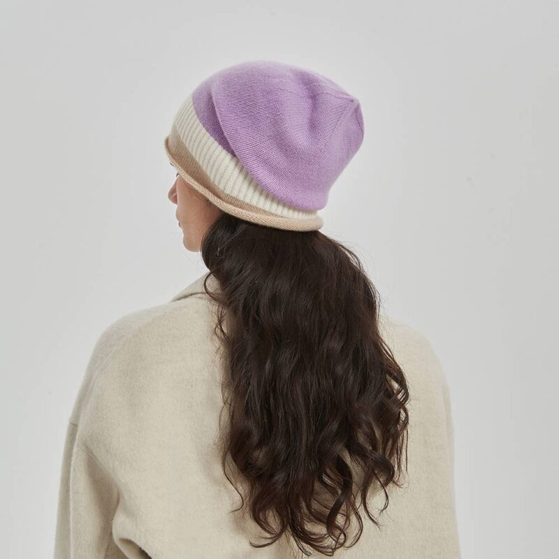 Jasmine Color Block Cashmere Beanie - Image 4