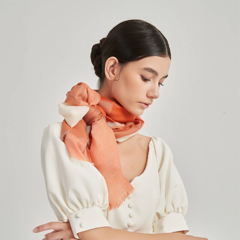 Kono Checked Featherlight Cashmere Scarf Wrap - Image 4