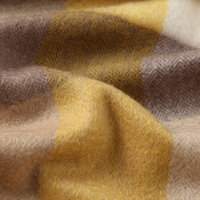 Eva Pure Cashmere Checked Tasseled Scarf - Yellow - Image 6