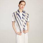 Lan Striped Silk Neckerchief Scarf