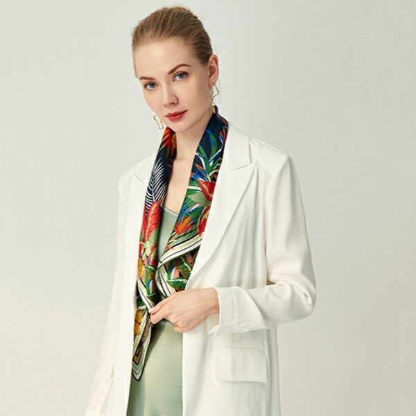 Adia Two-side FLoral Print Large Square Silk Scarf Wrap - Image 3