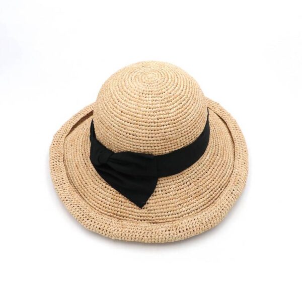Crette Raffia Crochet Cloche Hat With Rolled Brim - Image 4