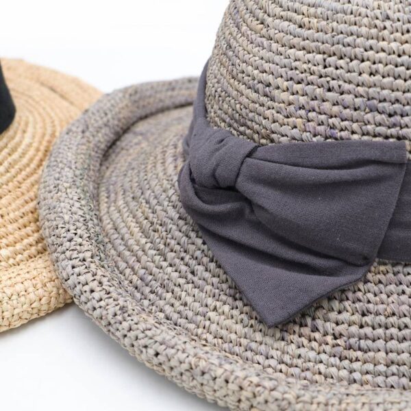 Crette Raffia Crochet Cloche Hat With Rolled Brim - Image 5