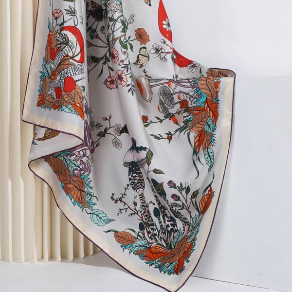 Dala Two-side FLoral Print Large Square Silk Scarf Wrap - Image 6