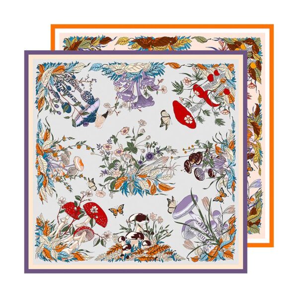 Dala Two-side FLoral Print Large Square Silk Scarf Wrap - Image 4