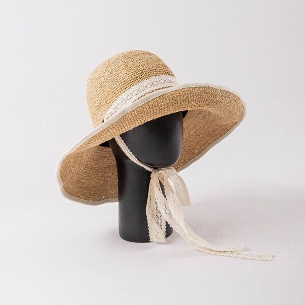 Jenka Raffia Crochet Cloche Hat With Chin Strap - Image 2
