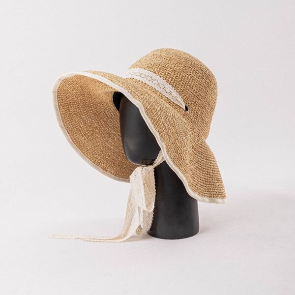 Jenka Raffia Crochet Cloche Hat With Chin Strap - Image 3