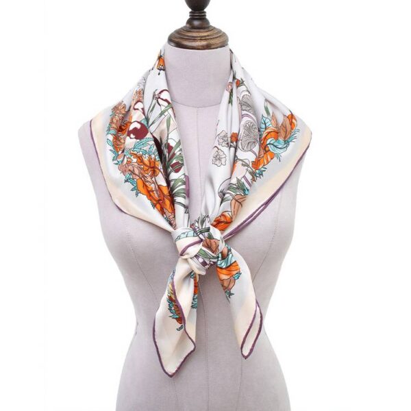 Dala Two-side FLoral Print Large Square Silk Scarf Wrap - Image 5
