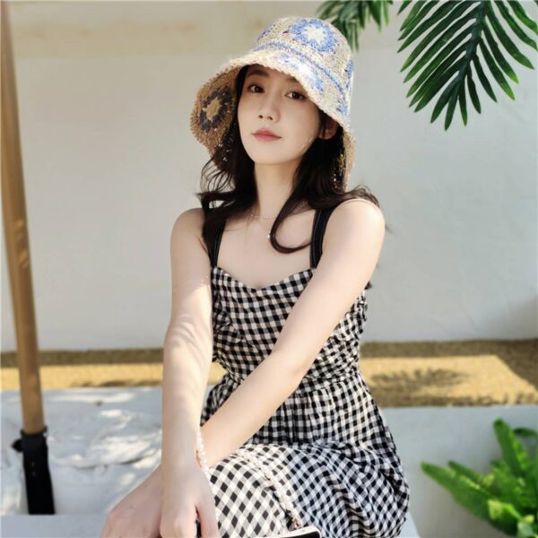 Bae Floral Straw Crochet Cloche Hat - Image 4