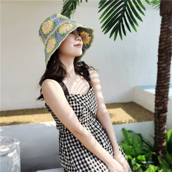 Bae Floral Straw Crochet Cloche Hat - Image 3