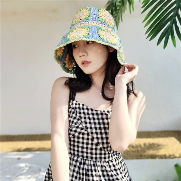 Bae Floral Straw Crochet Cloche Hat - Image 2