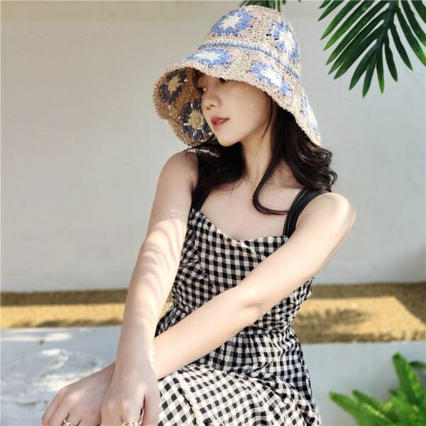 Bae Floral Straw Crochet Cloche Hat - Image 5