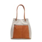 Amita Cotton Canvas Tote bag With Vegetable Tanned Leather Trim