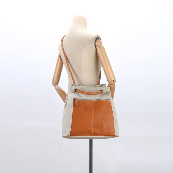Amita Cotton Canvas Tote bag With Vegetable Tanned Leather Trim – Bild 4