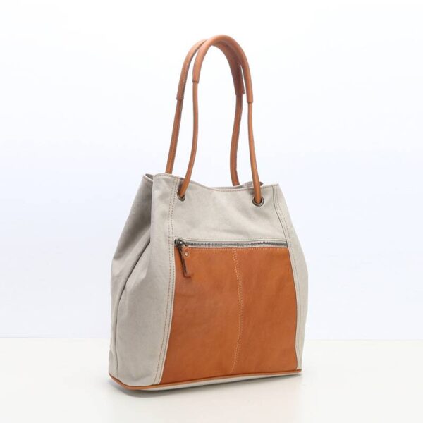 Amita Cotton Canvas Tote bag With Vegetable Tanned Leather Trim – Bild 5