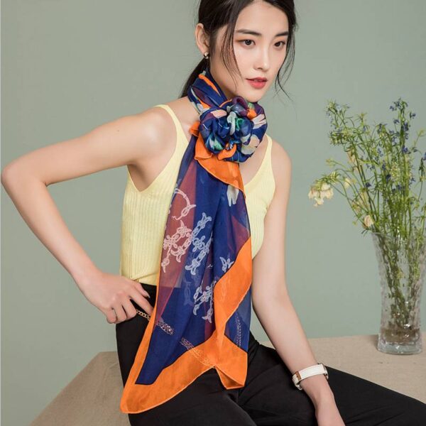 Aara Ultra Light Floral Large Silk Scarf Wrap - Image 2