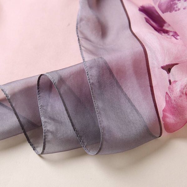 Aara Ultra Light Floral Large Silk Scarf Wrap - Image 7
