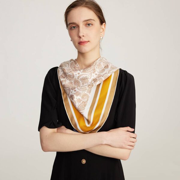 Avni Two-Side Paisley Print Silk Neckerchief Scarf - Image 4