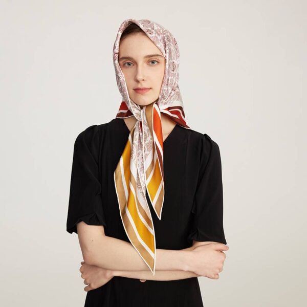 Avni Two-Side Paisley Print Silk Neckerchief Scarf - Image 3