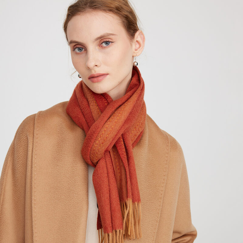 Deva Reversible Cashmere Scarf - Chili Red - Image 4