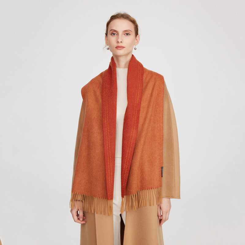 Deva Reversible Cashmere Scarf - Chili Red - Image 3