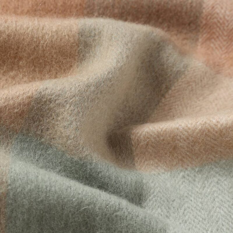 Eva Pure Cashmere Checked Tasseled Scarf - Laurel Green - Image 5