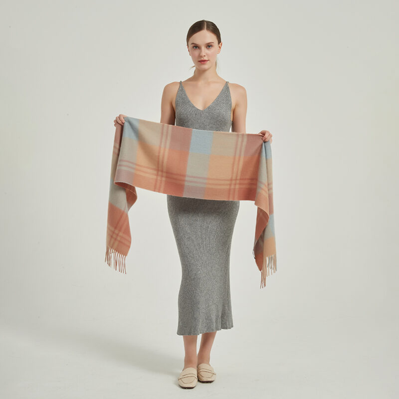Ember Check Cashmere Scarf - Light Red - Image 2
