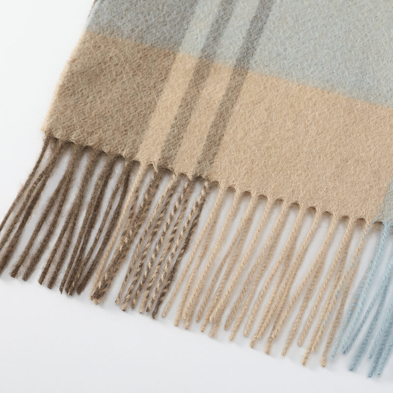 Ember Check Cashmere Scarf - Light Blue - Image 7