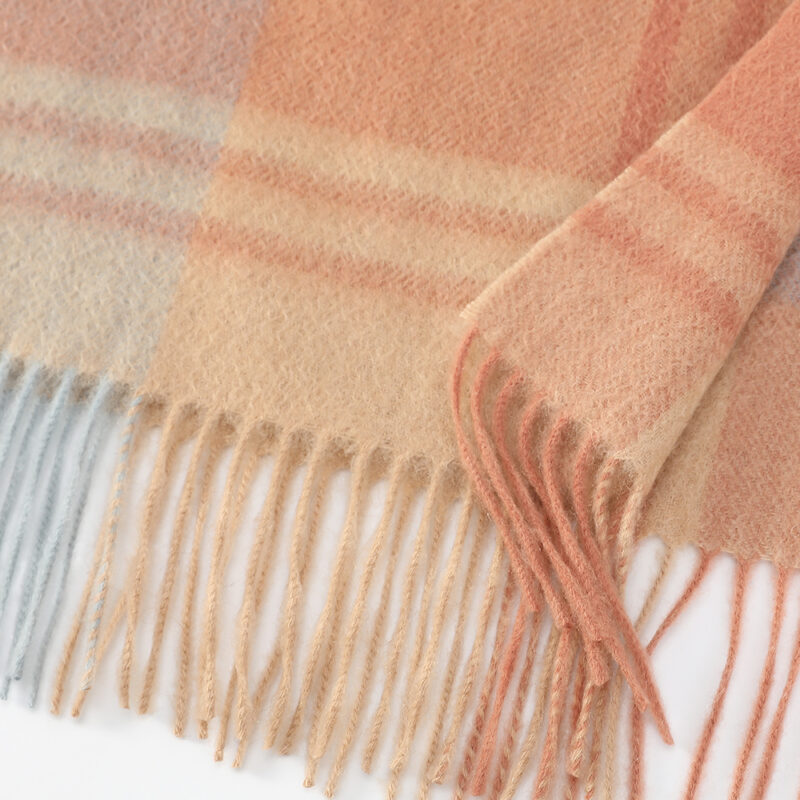 Ember Check Cashmere Scarf - Light Red - Image 7