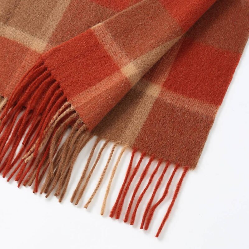 Mirel Pure Cashmere Check Tasseled Scarf - Chili Red - Image 7