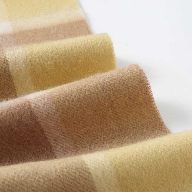 Mirel Pure Cashmere Check Tasseled Scarf - Light Yellow - Image 6