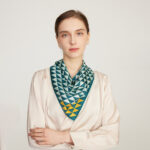 Ariella Triangle Line-Print  Square Silk Scarf