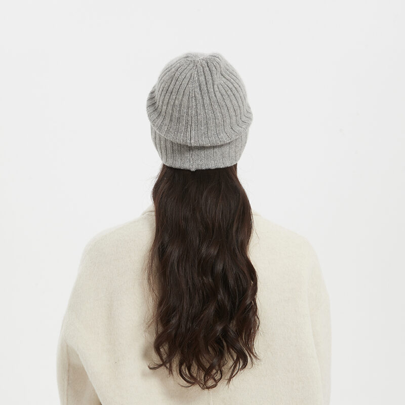 Brinly Pure Cashmere Ribbed Beanie - Image 3