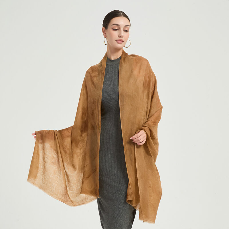 Elia Featherlight Lambswool Scarf Wrap - Brown - Image 3