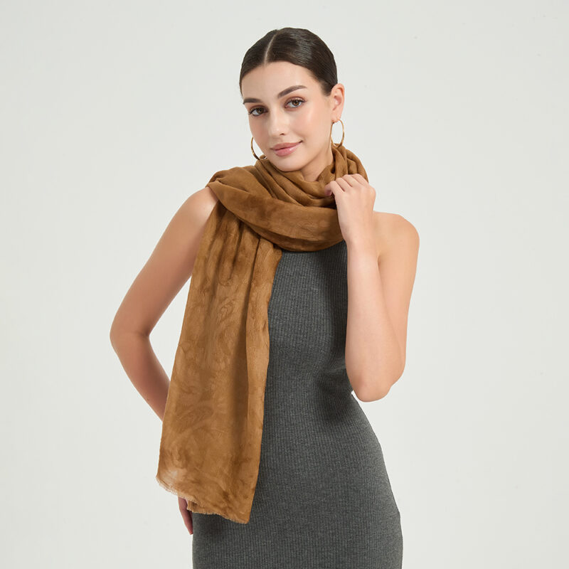 Elia Featherlight Lambswool Scarf Wrap - Brown - Image 4