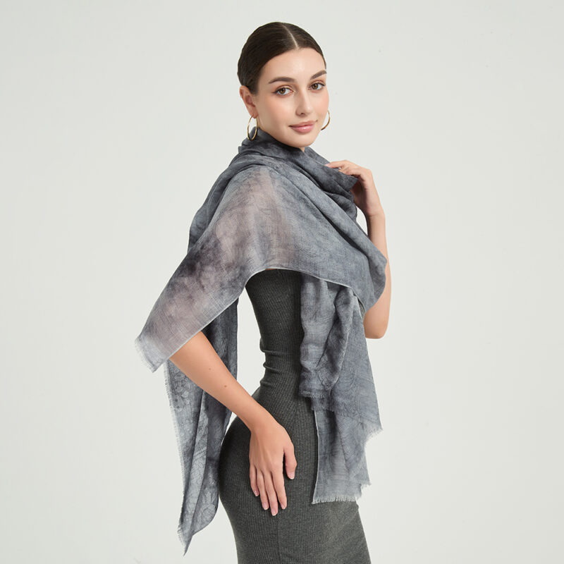 Elia Featherlight Lambswool Scarf Wrap - Dark Grey - Image 3